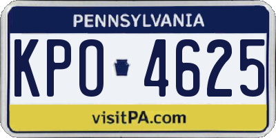 PA license plate KPO4625