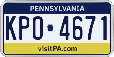 PA license plate KPO4671