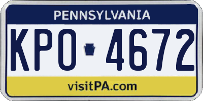 PA license plate KPO4672