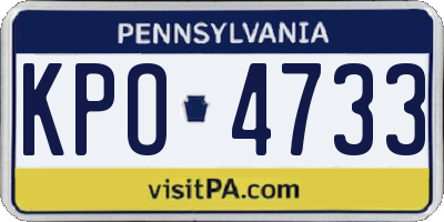 PA license plate KPO4733