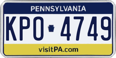 PA license plate KPO4749