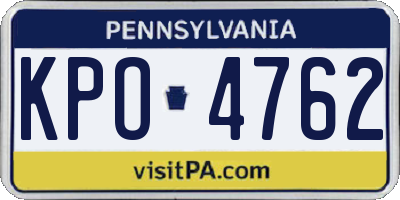 PA license plate KPO4762