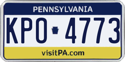 PA license plate KPO4773