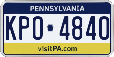 PA license plate KPO4840