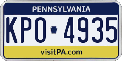 PA license plate KPO4935