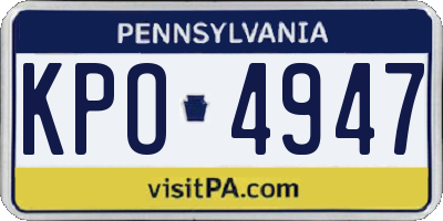 PA license plate KPO4947