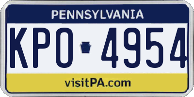 PA license plate KPO4954