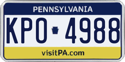 PA license plate KPO4988