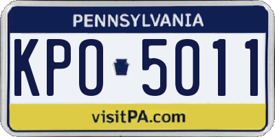 PA license plate KPO5011