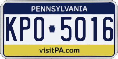 PA license plate KPO5016