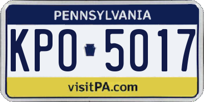 PA license plate KPO5017