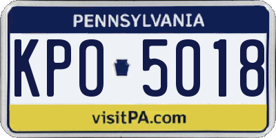 PA license plate KPO5018