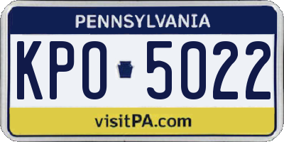 PA license plate KPO5022