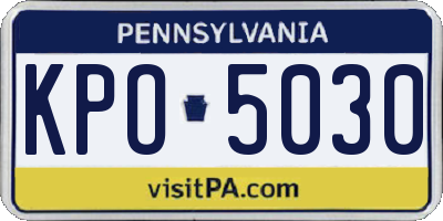 PA license plate KPO5030