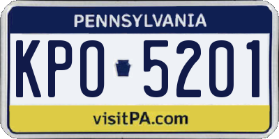 PA license plate KPO5201