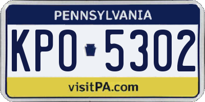 PA license plate KPO5302