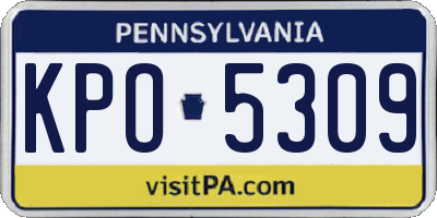 PA license plate KPO5309