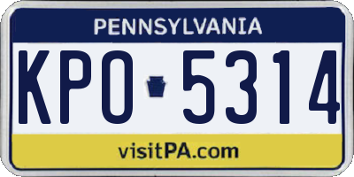 PA license plate KPO5314