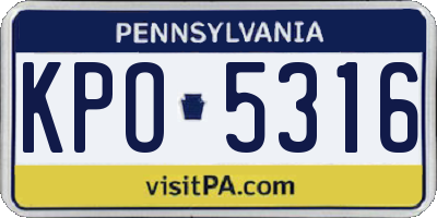 PA license plate KPO5316