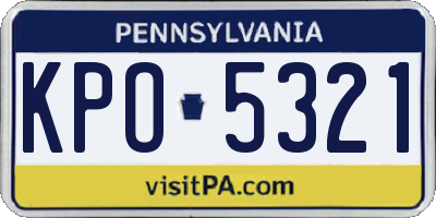 PA license plate KPO5321