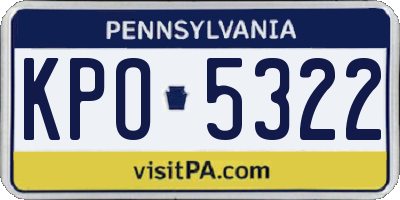 PA license plate KPO5322