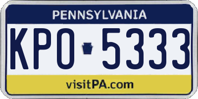 PA license plate KPO5333