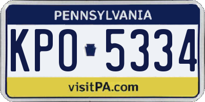 PA license plate KPO5334