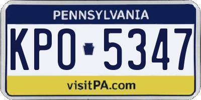PA license plate KPO5347