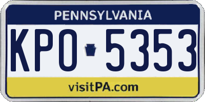 PA license plate KPO5353
