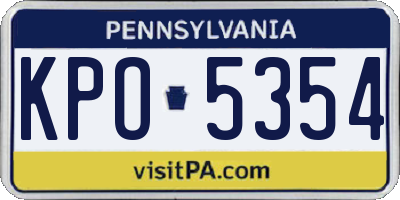 PA license plate KPO5354