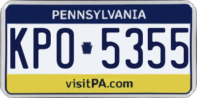 PA license plate KPO5355