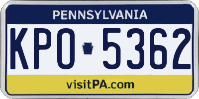 PA license plate KPO5362