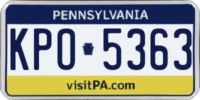 PA license plate KPO5363