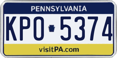 PA license plate KPO5374