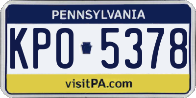 PA license plate KPO5378