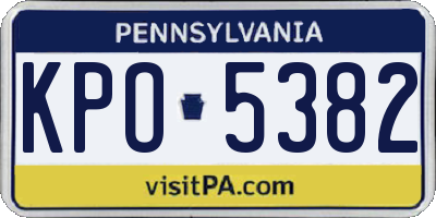 PA license plate KPO5382