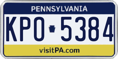 PA license plate KPO5384