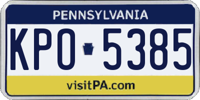 PA license plate KPO5385