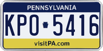 PA license plate KPO5416