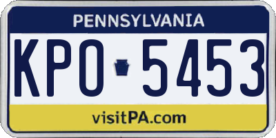PA license plate KPO5453