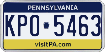 PA license plate KPO5463