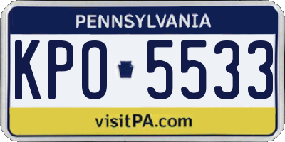 PA license plate KPO5533