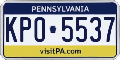 PA license plate KPO5537