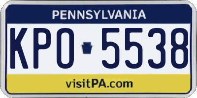 PA license plate KPO5538