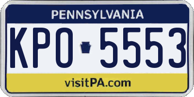 PA license plate KPO5553