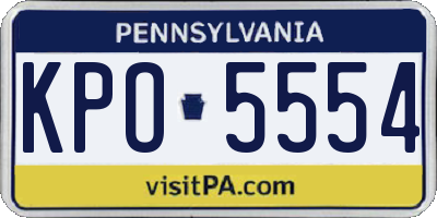 PA license plate KPO5554