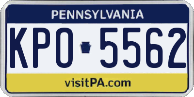 PA license plate KPO5562