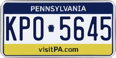 PA license plate KPO5645