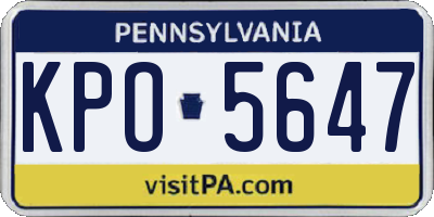 PA license plate KPO5647