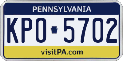 PA license plate KPO5702